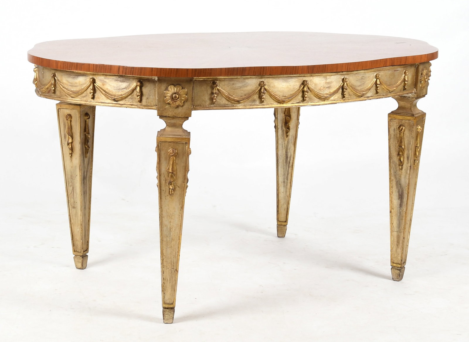 A Continental Silver-Gilt and Walnut-Top Center Table, Late 20th Century (1 of 5)