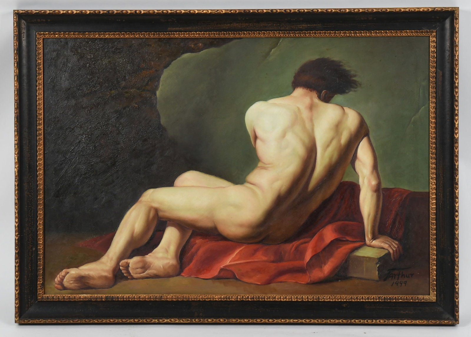 After Jacques-Louis David, "The Death of Patroclus": After Jacques-Louis David, "The Death of Patroclus" Oil on board, signed, "T. Arthur" and dated for 1999 at the lower right. Dimensions: The frame is 28 1/2in x 4