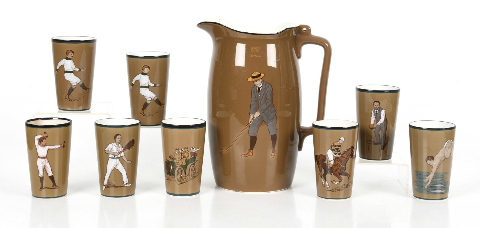 A Villeroy and Boch Pitcher and Cup Set, Sports Themed (1 of 13)