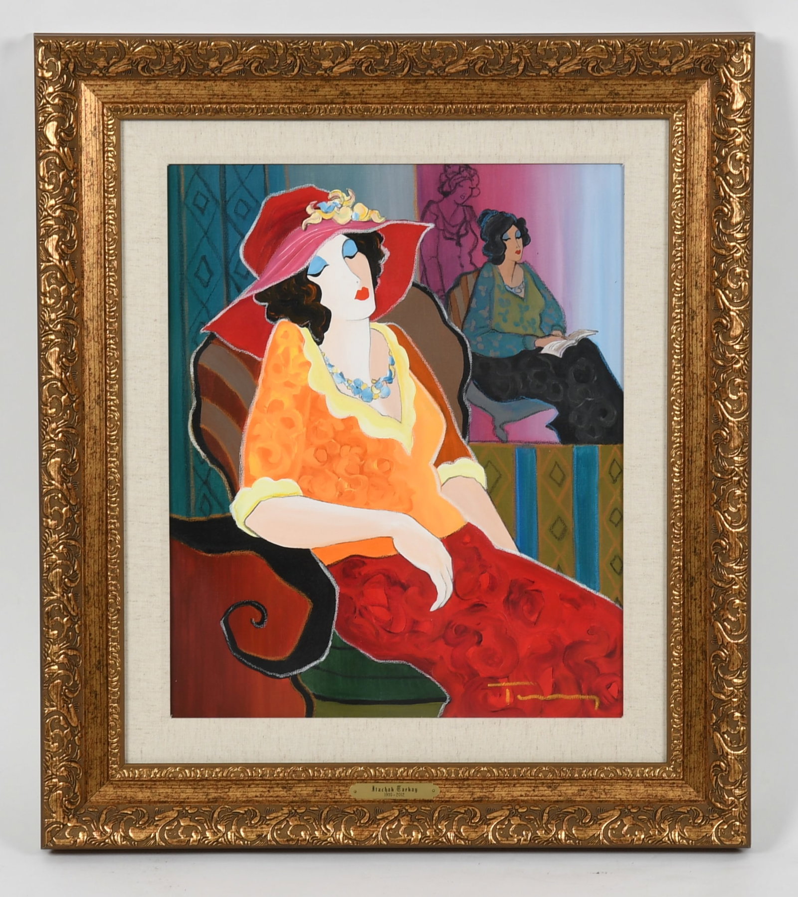 Itzchak Tarkay (Israeli, 1935-2012), Untitled (Seated Women): Itzchak Tarkay (Israeli, 1935-2012), Untitled (Seated Women) acrylic on canvas, signed lower right. Dimensions: 22 in. x 18 in.; 31 1/2 in. x 27 1/2 in. (framed) <