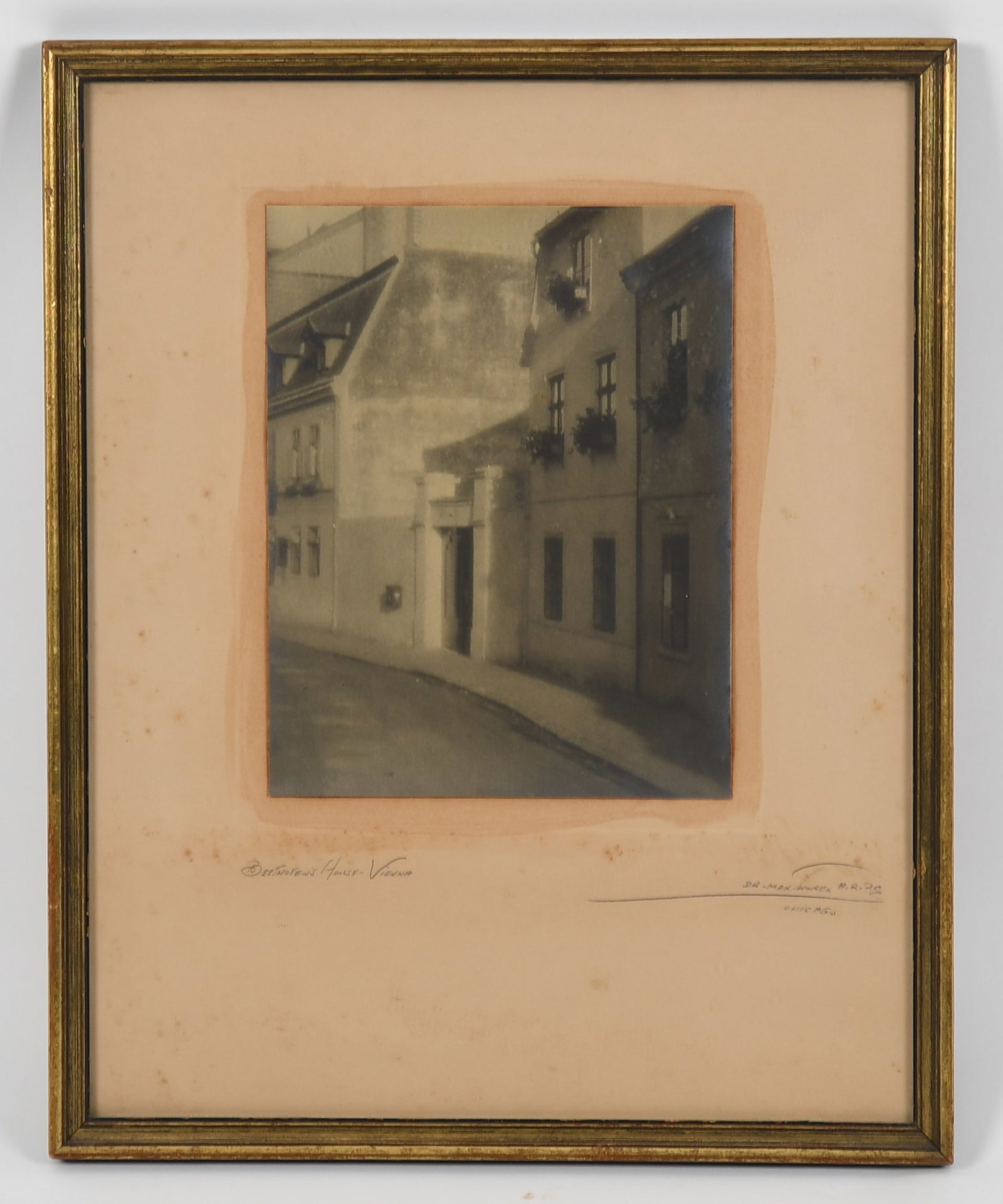 Max Thorek (1880-1960) Beethoven's House, Vienna: Max Thorek (1880-1960) Beethoven's House, Vienna A silver gelatin print, signed and titled in pencil as pictured. Dimensions: 11in x 8 3/4in, the frame 21in x
