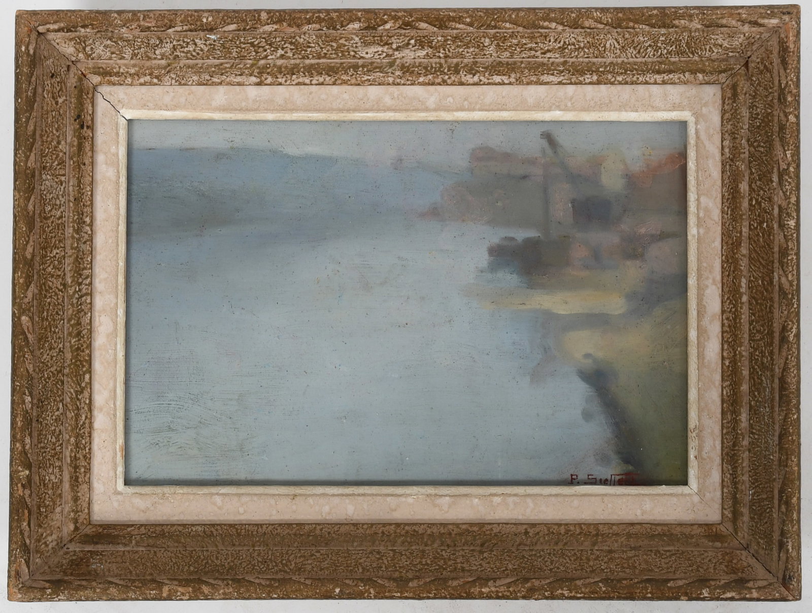 Continental School (20th Century), Abstract Coastal Study: Continental School (20th Century), Abstract Coastal Study oil on board, indistinctly signed lower right Dimensions: 6 1/2 in. x 10 in.; 9 1/4 in. x 12 1/2 in. (framed) &