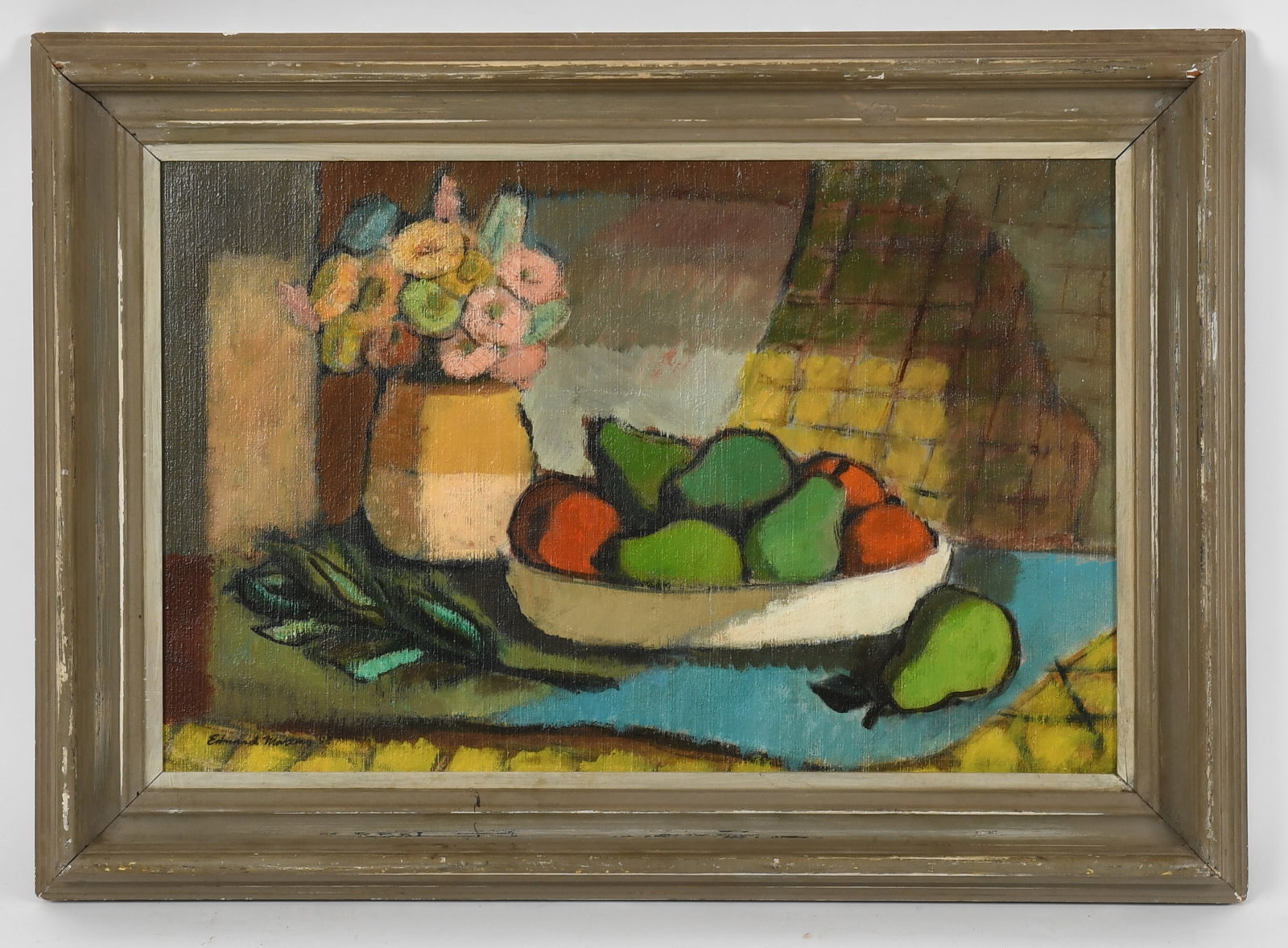Edmund Martino (Pennsylvania, 1915-2000), Still Life with Fruit and Flowers, 1958: Edmund Martino (Pennsylvania, 1915-2000), Still Life with Fruit and Flowers, 1958 oil on canvas, signed and dated "Edmund Martino '58" lower left Dimensions