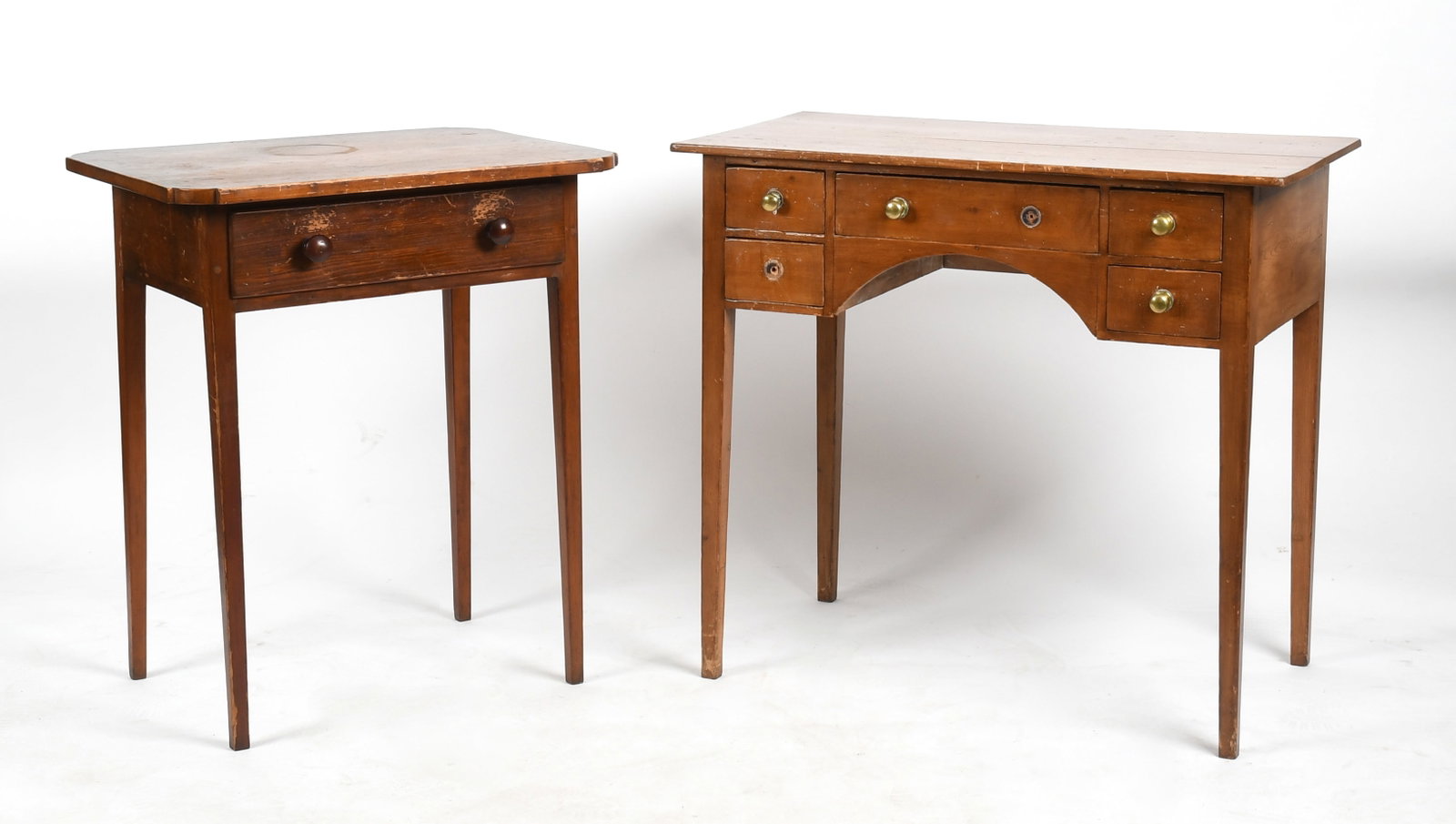 A Softwood Dressing Table and Single-Drawer Stand, Late 19th Century: A Softwood Dressing Table and Single-Drawer Stand, Late 19th Century Dimensions: 34 1/2 in. wide, 18 3/4 in. deep, 31 1/4 in. high (dressing table); 26 1/2 in. wide, 19 1/2 in. deep, 30 3/4