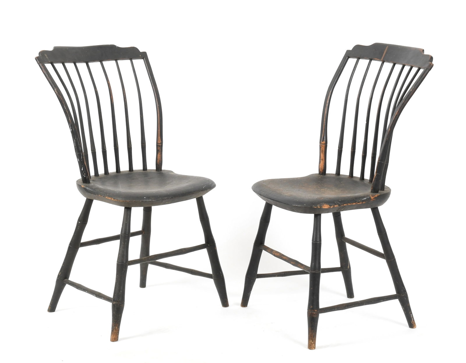 A Pair of American Ebonized Tablet-Top Windsor Side Chairs, c. 1810-1820 (1 of 8)