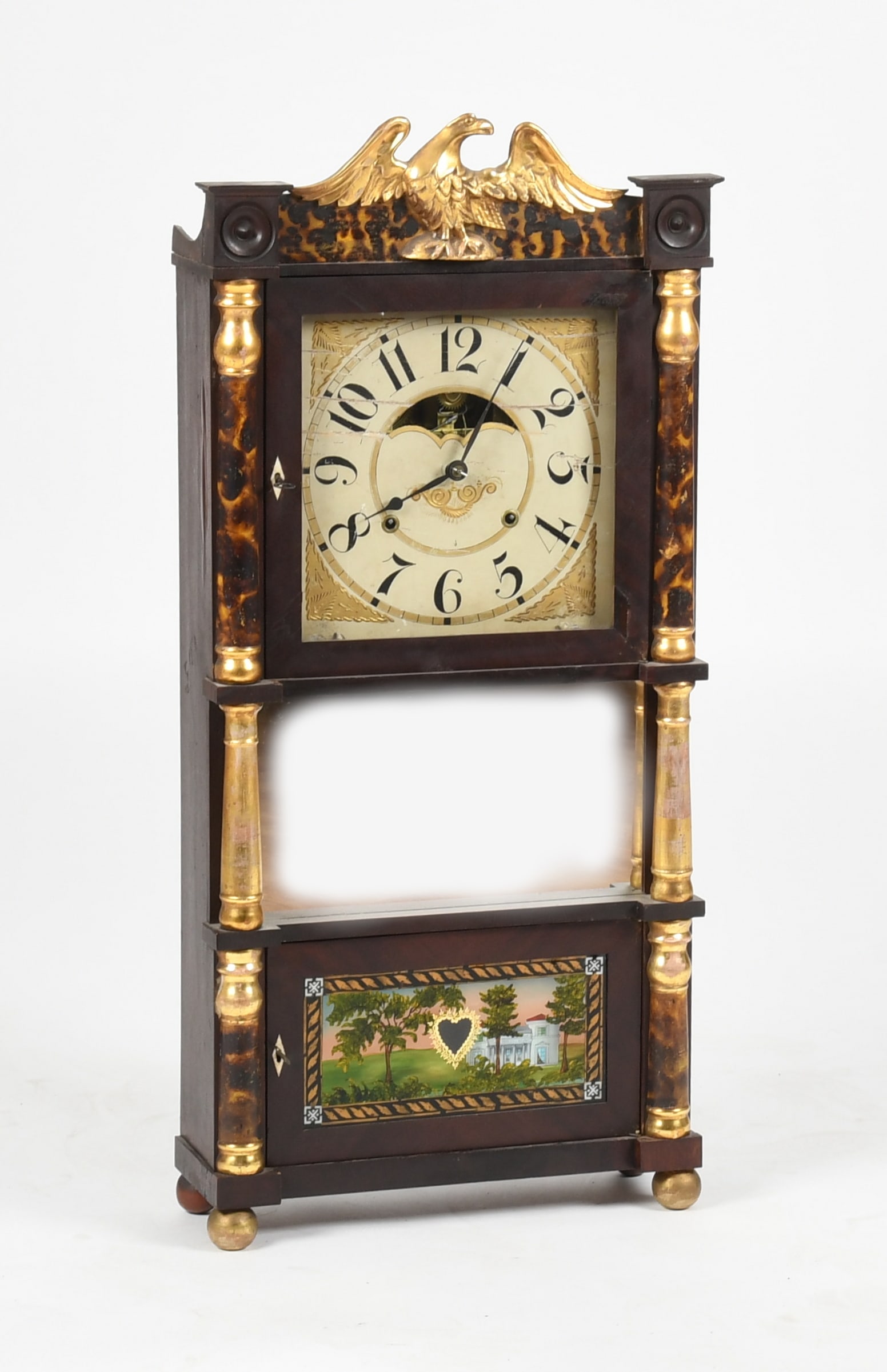 A Classical Parcel-Gilt and Paint Decorated Shelf Clock, Atkins & Downs, Bristol, Connecticut, c. (1 of 10)