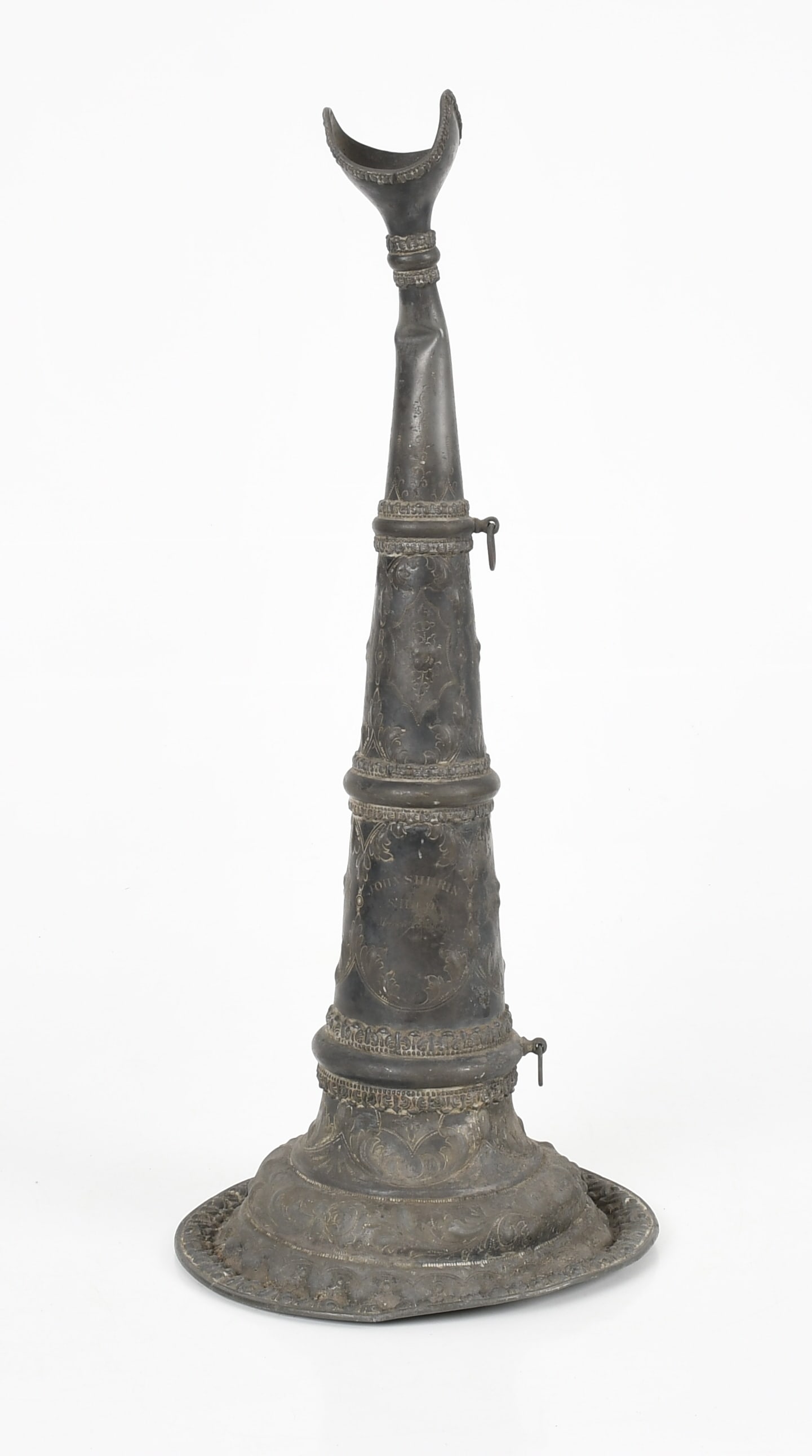 A Pennsylvania Embossed Silver Plate Fireman's Parade Trumpet, Susquehanna Hose Company, 1871 (1 of 10)