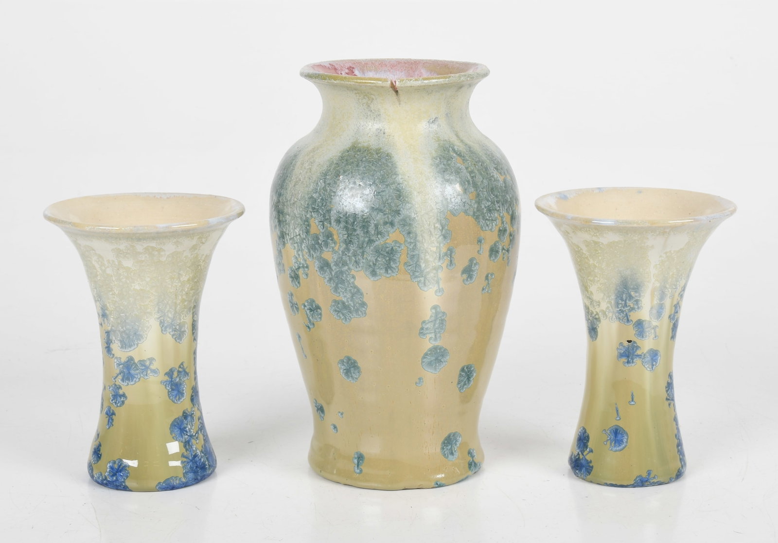 Three Pisgah Forest (North Carolina, 1921-1962) Crystalline Pottery Vases (1 of 8)