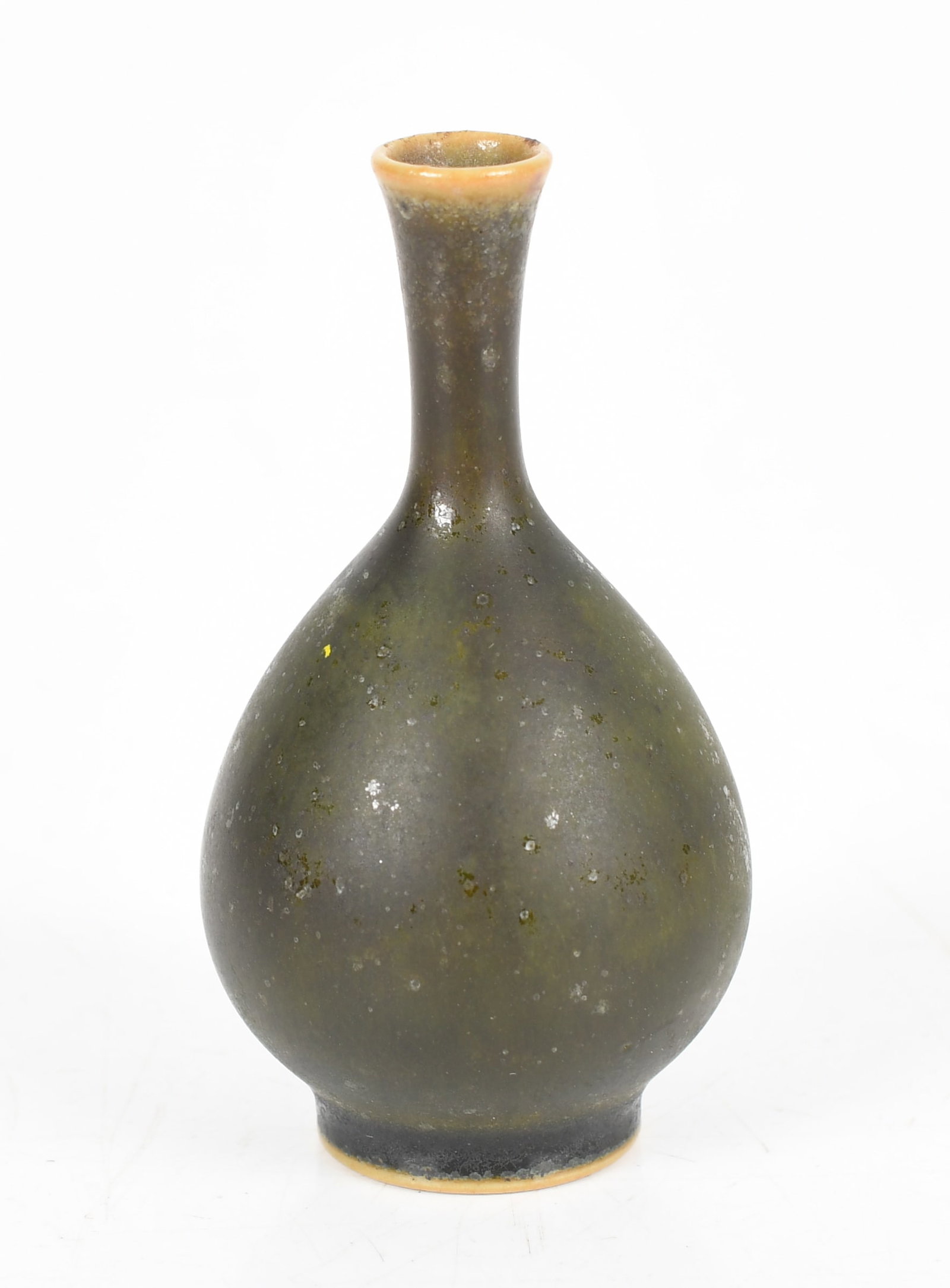 A John Andersson for Hoganas Miniature Vase: A John Andersson for Hoganas Miniature Vase 20th century Swedish, bottle form in a matte green glaze, marked "JA" at the below the foot. Dimensions: heigh