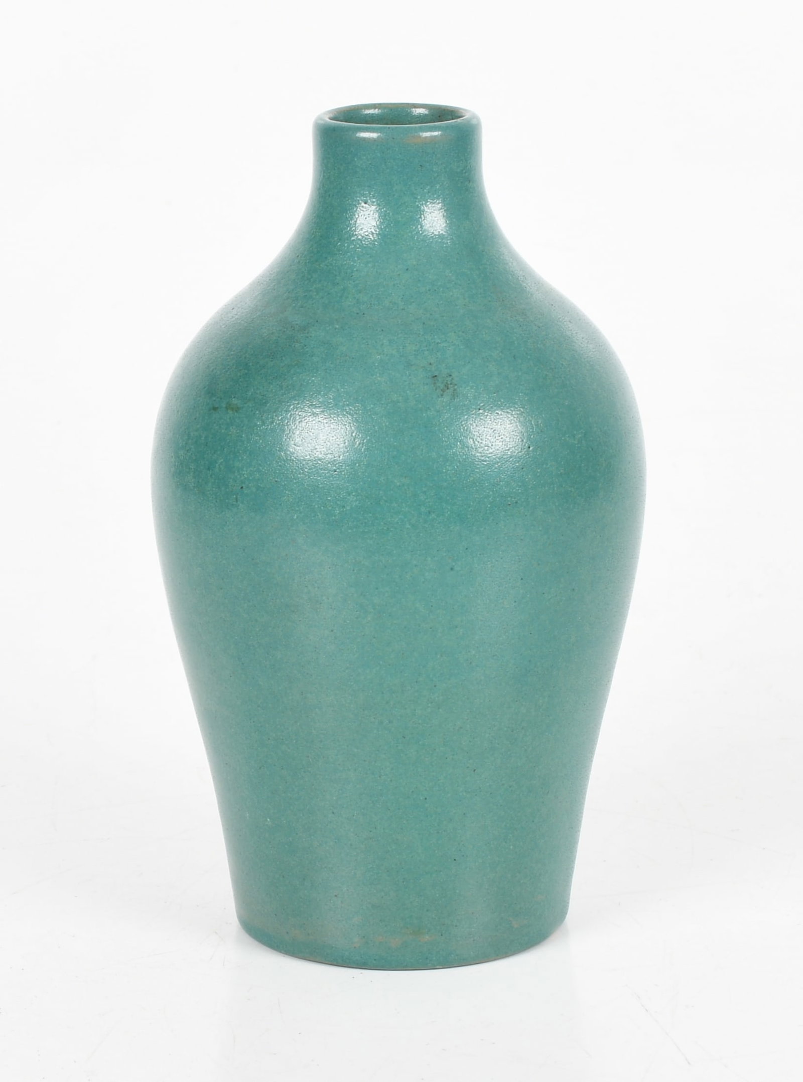 A Saturday Evening Girls Pottery Vase: A Saturday Evening Girls Pottery Vase In a green mottled glaze, signed and dated for March of 1919. Dimensions: 4in diameter, 7in tall. 