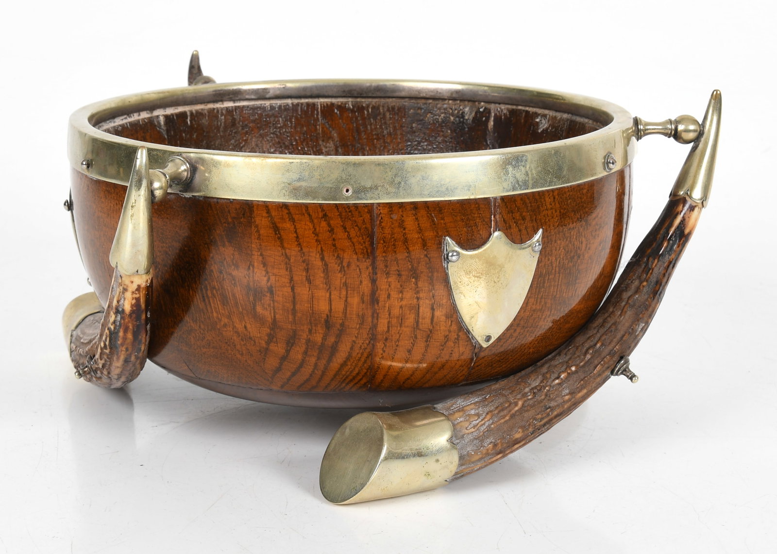 An Edwardian Silver Plate-Mounted Oak and Horn Bowl, Early 20th Century (1 of 7)