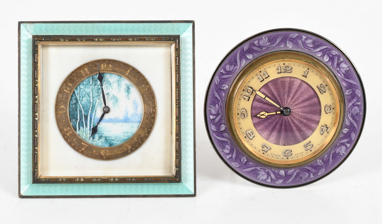 Two Swiss Enameled Desk Clocks (1 of 13)