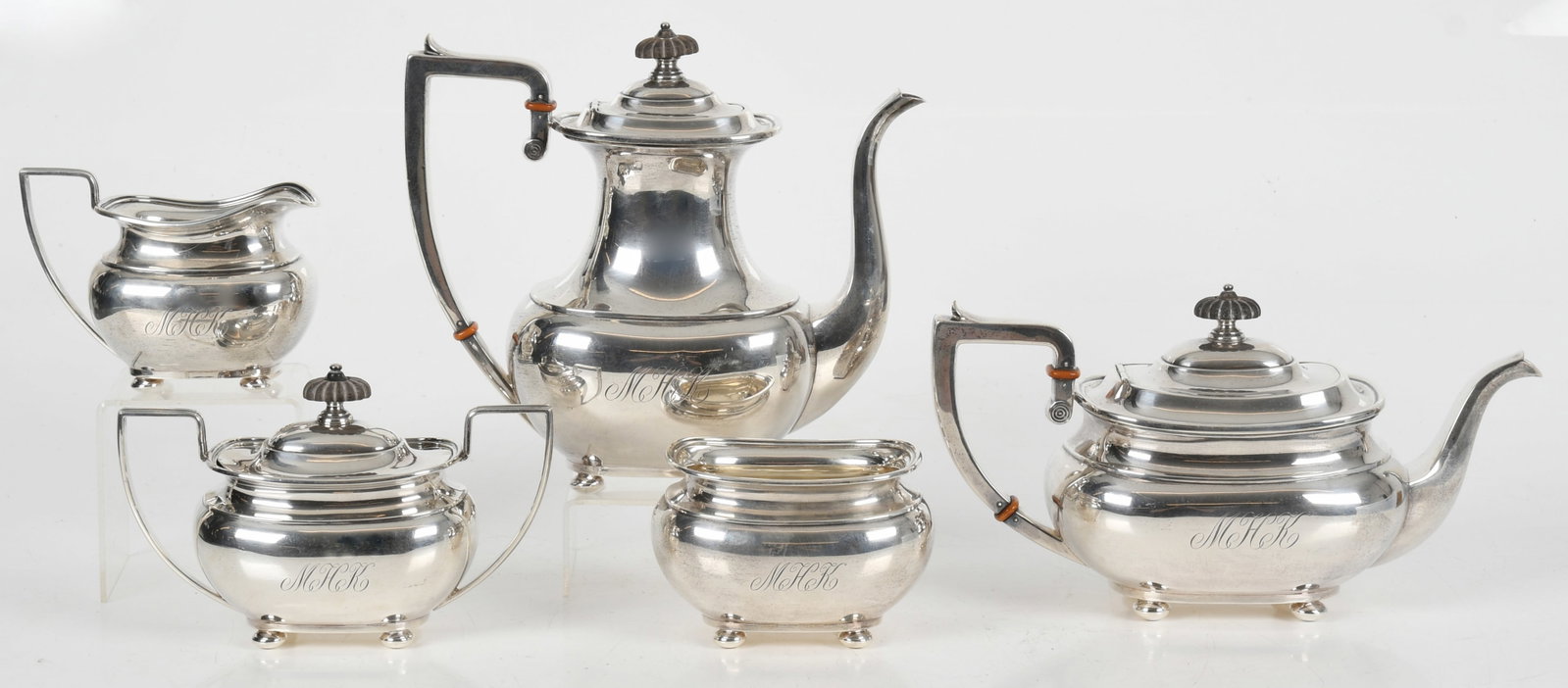 A Five Piece Sterling Silver Tea Set (1 of 10)