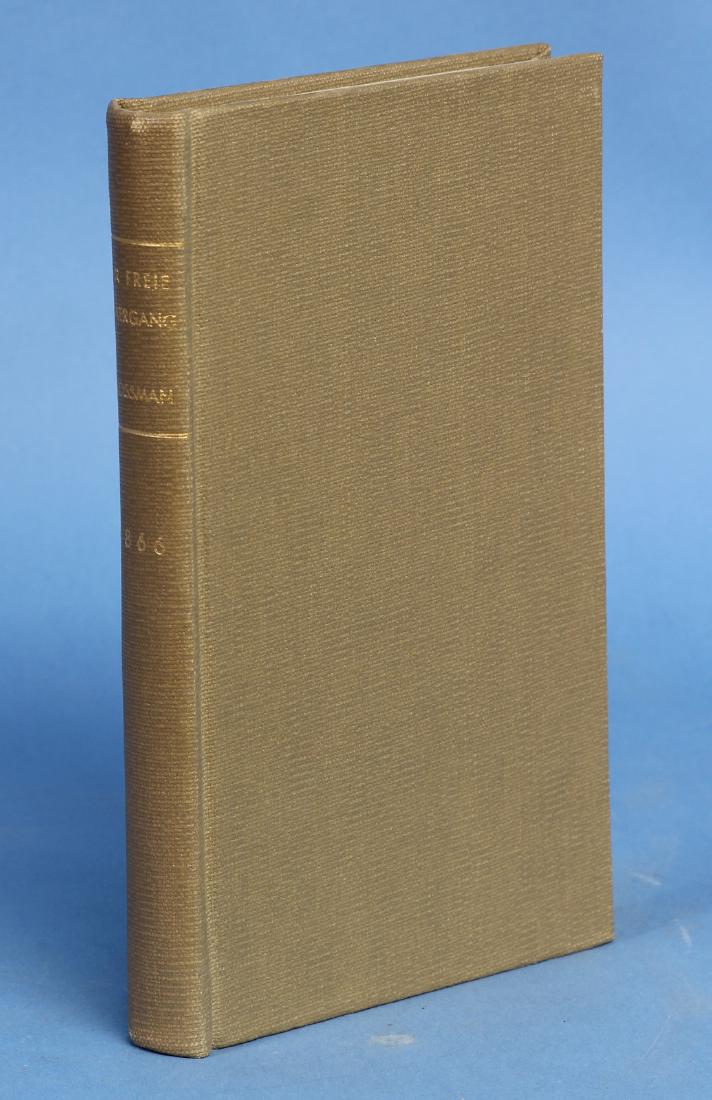 Der freie Ankergan fur Uhren by Moritz Grossman.: Technical Watchmaking publication in German. 1866 edition. Spine with gilt impressed lettering. 8 11/16 in. x 5 3/8 in.