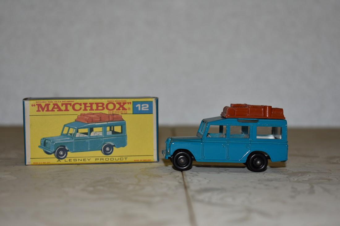 Matchbox: Lesney; Safari Land Rover; Teal orange and brown No. 12
