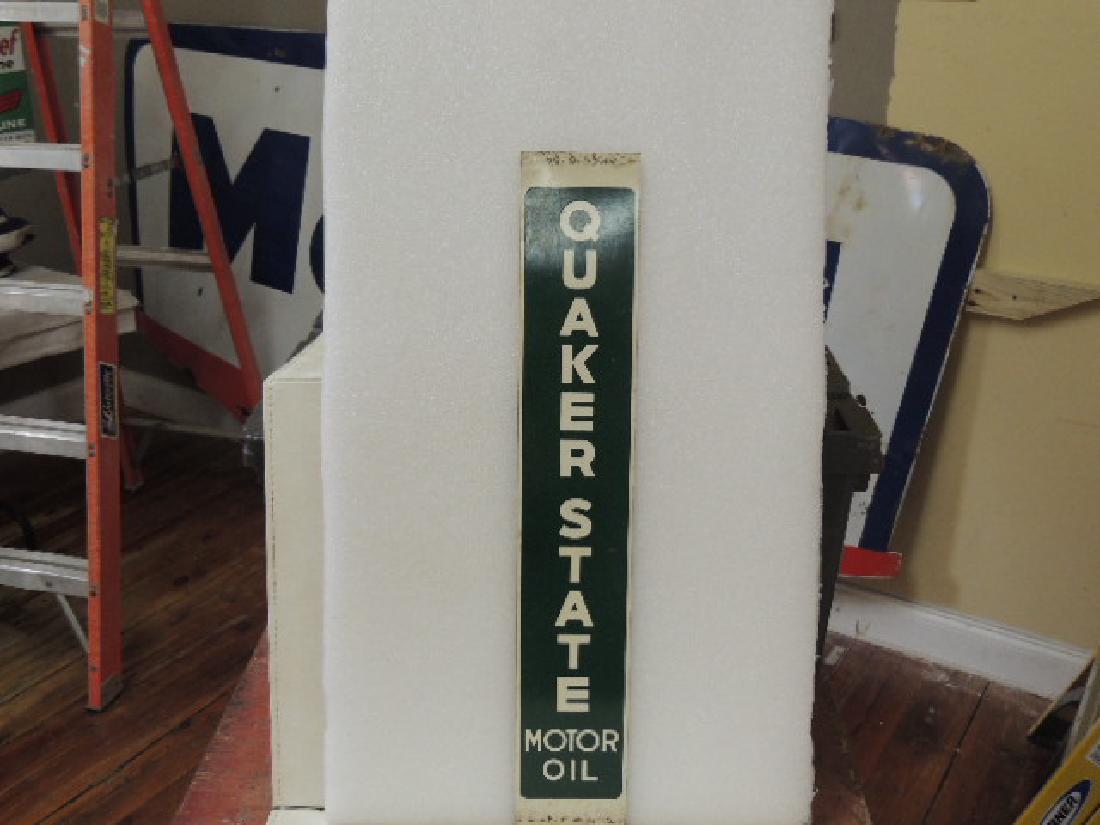 quaker state: strip sign; marked AMC 6-54; 22"x3.75" paint on metal