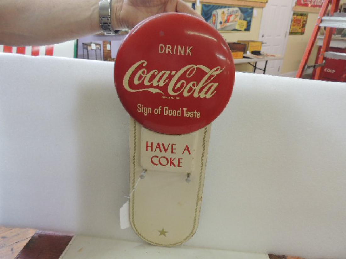 coca cola: Coca Cola Button Calendar; 8" Button; very clean; color and gloss are good to excellent