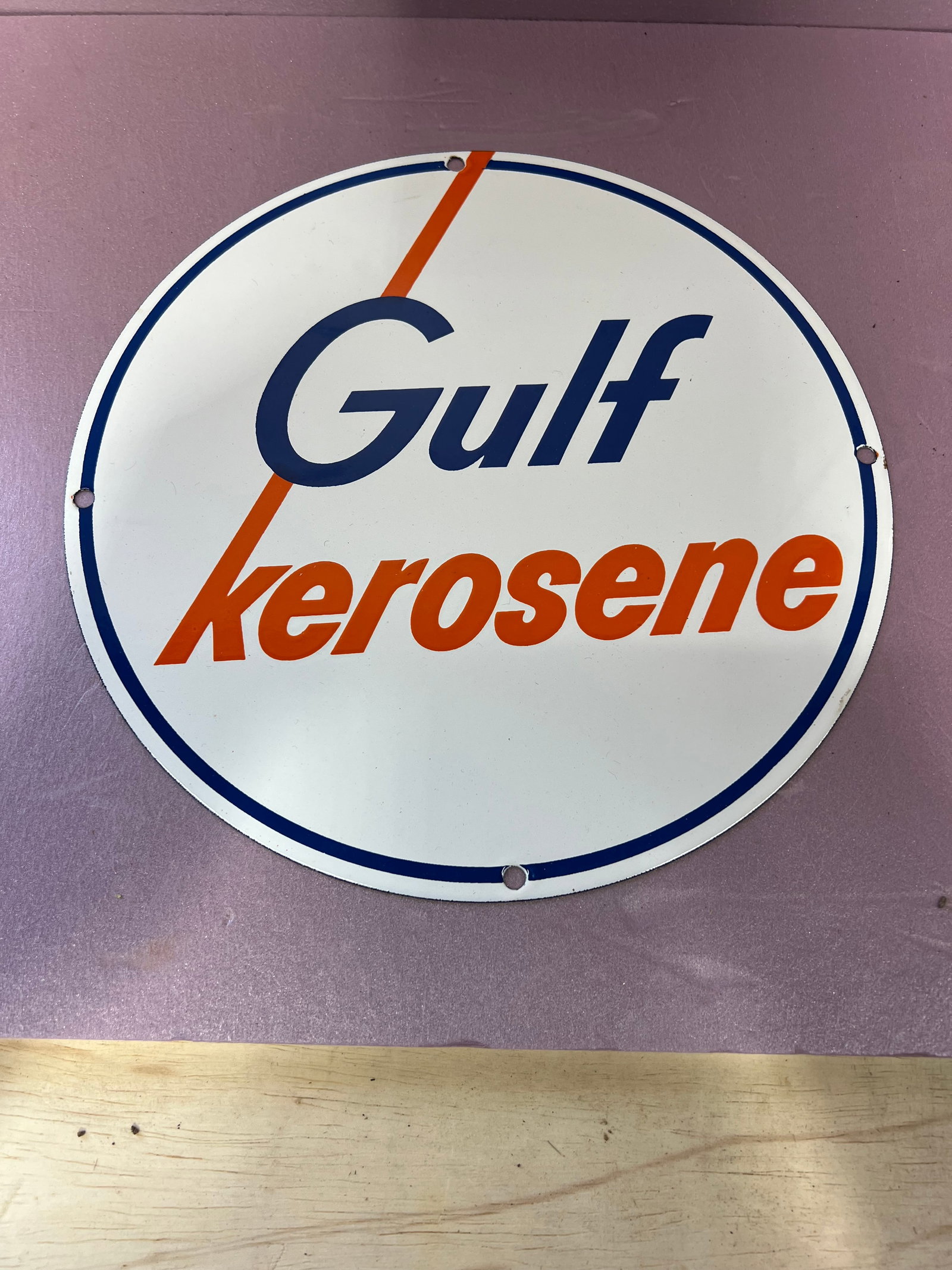 Gulf Kerosene Pump Plate: nos Porcelain gulf kerosene pump plate, found in a bulk plant. Never used in mint condition. Guaranteed 100% original