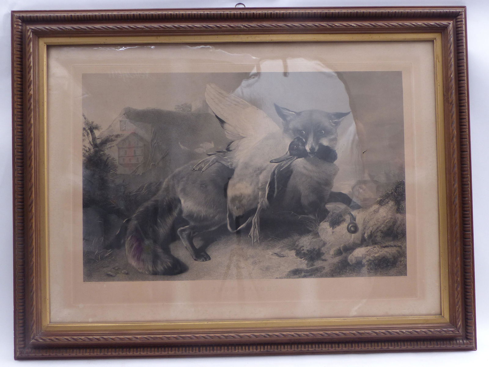 Ryall, Henry Thomas: ''Just Cought'': Ryall, Henry Thomas â€” ''Just Cought'' (Frome 1811-1867 Cookham) Mezzotint after a painting by R. Ansdell, 1848, published by Gambart & Co. Plate 63 x 91.5 cm; framed under glass. - Hole on the