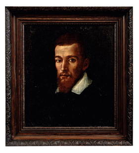 Carracci, Agostino - Schule des: Bildnis eines jungen: Carracci, Agostino - School of: : Portrait of a young man with red hair and beard (Bologna 1557-1602 Parma) Oil on canvas, relined. 51.5 x 45.5 cm. // Carracci, Agostino - Schule des Bildnis eines