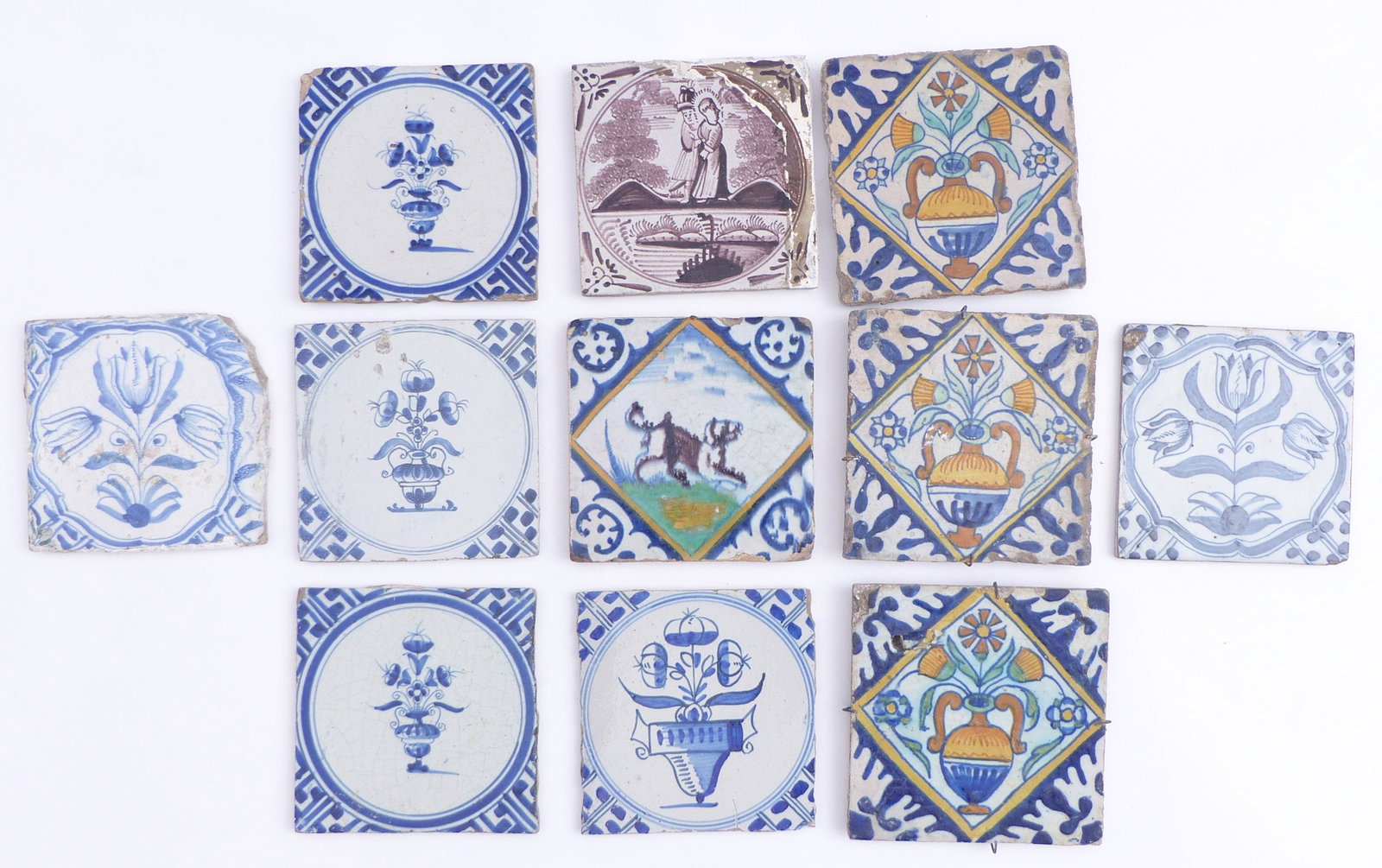 Konvolut von 11 Fliesen : Niederlande, 17. bis 19. Jh. (1 of 2)