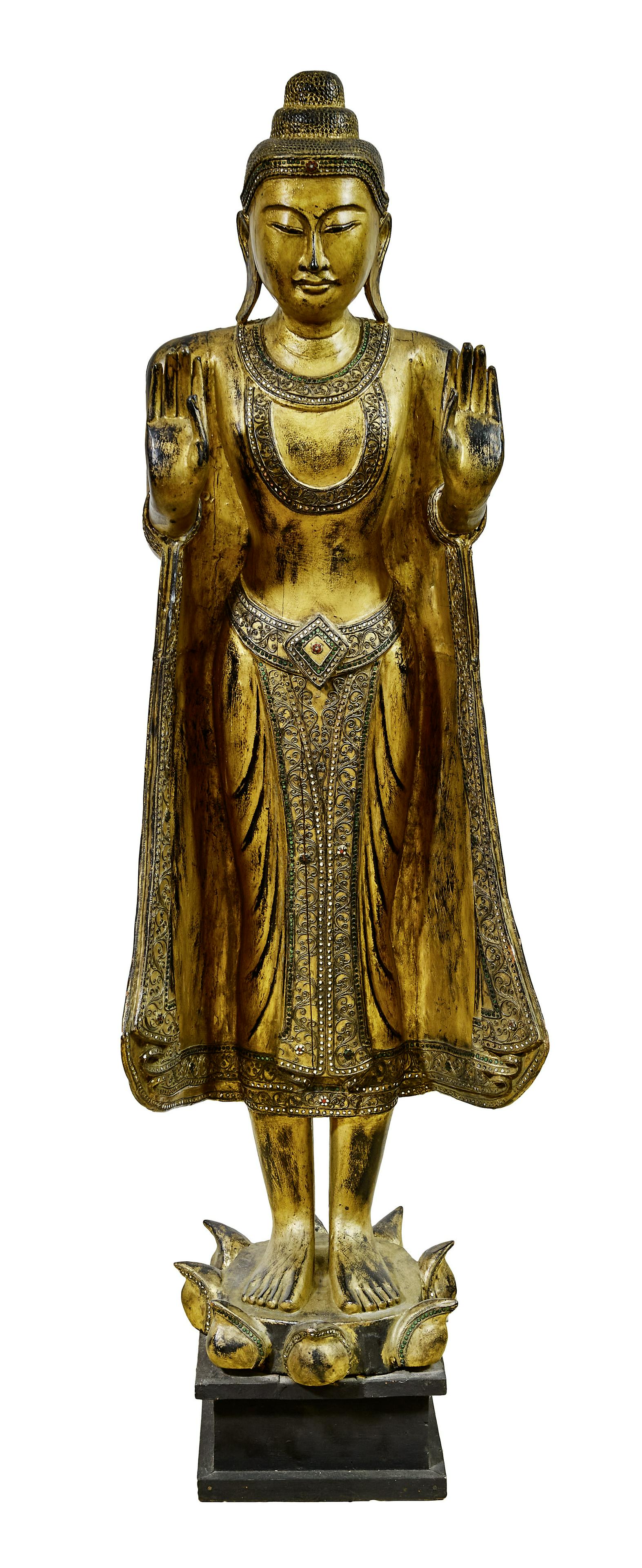 Fast lebensgrosser, stehender Buddha im Fuerstenornat : Wohl Burma, im Mandalay-Stil (1 of 1)