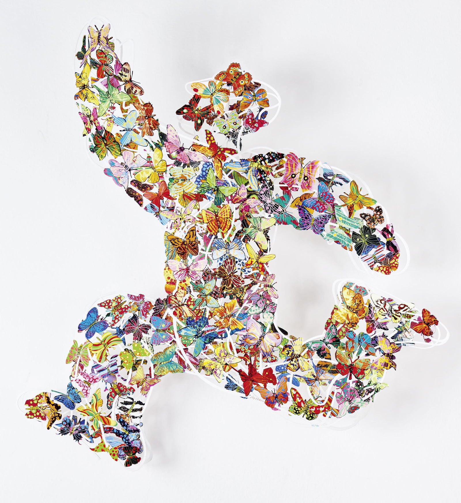 Gerstein, David, ''Spirit of Freedom'': Gerstein, David : ''Spirit of Freedom'' (Jerusalem 1944 b.) Laser-cut and hand-painted metal, bottom of left leg signed & numbered 52/150. 107 x 102 x 10.5 cm. - David Gerstein was a lecturer at the B