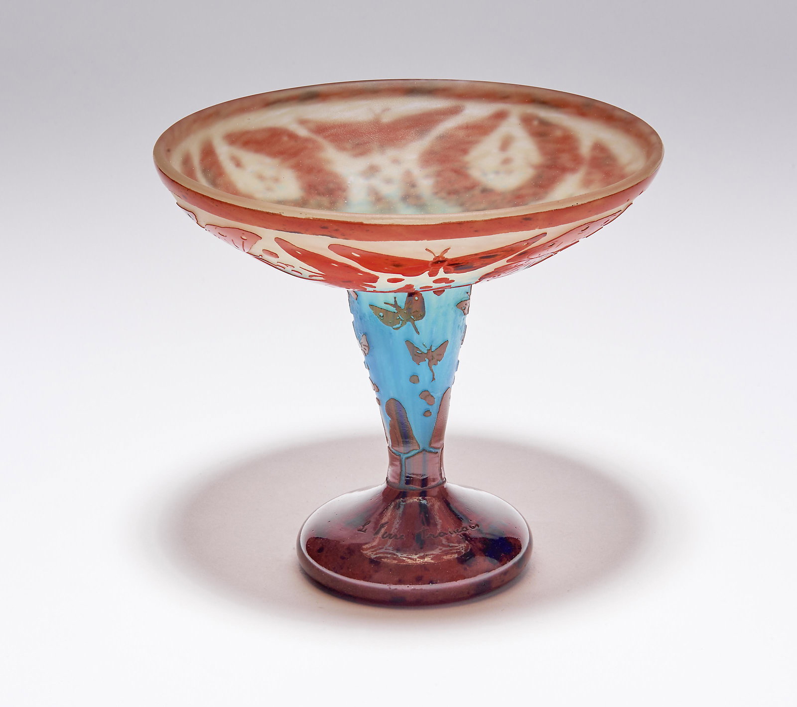 Fussschale ''Papillons'', Verreries Schneider, Epinay-sur-Seine - 1923-26 (1 of 1)