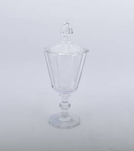 Deckelpokal zum 250. Jubilaeum, Villeroy & Boch, Mettlach - E. 20. Jh.: Lid goblet for the 250th anniversary - Villeroy & Boch, Mettlach - end of the 20th century Octagonal stand and jointed stem with conical dome, the lid with pointed knob, eightfold faceted; frosted etc