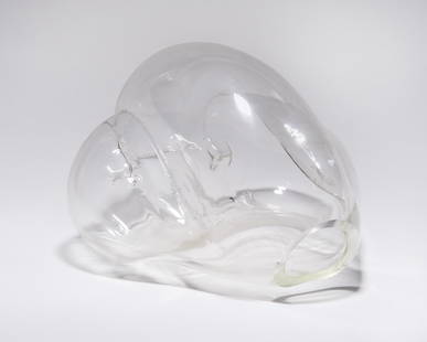 Glasskulptur ''Nase'': Wohl Vetreria Vistosi, Murano - 20. Jh.: Glass sculpture ''Nose . Probably Vetreria Vistosi, Murano - 20th century. Hollow figure of a large nose bridge with bulbous nostrils. Colourless glass. 22 x 32 x 30 cm. // Glasskulptur ''Nase'' Wohl