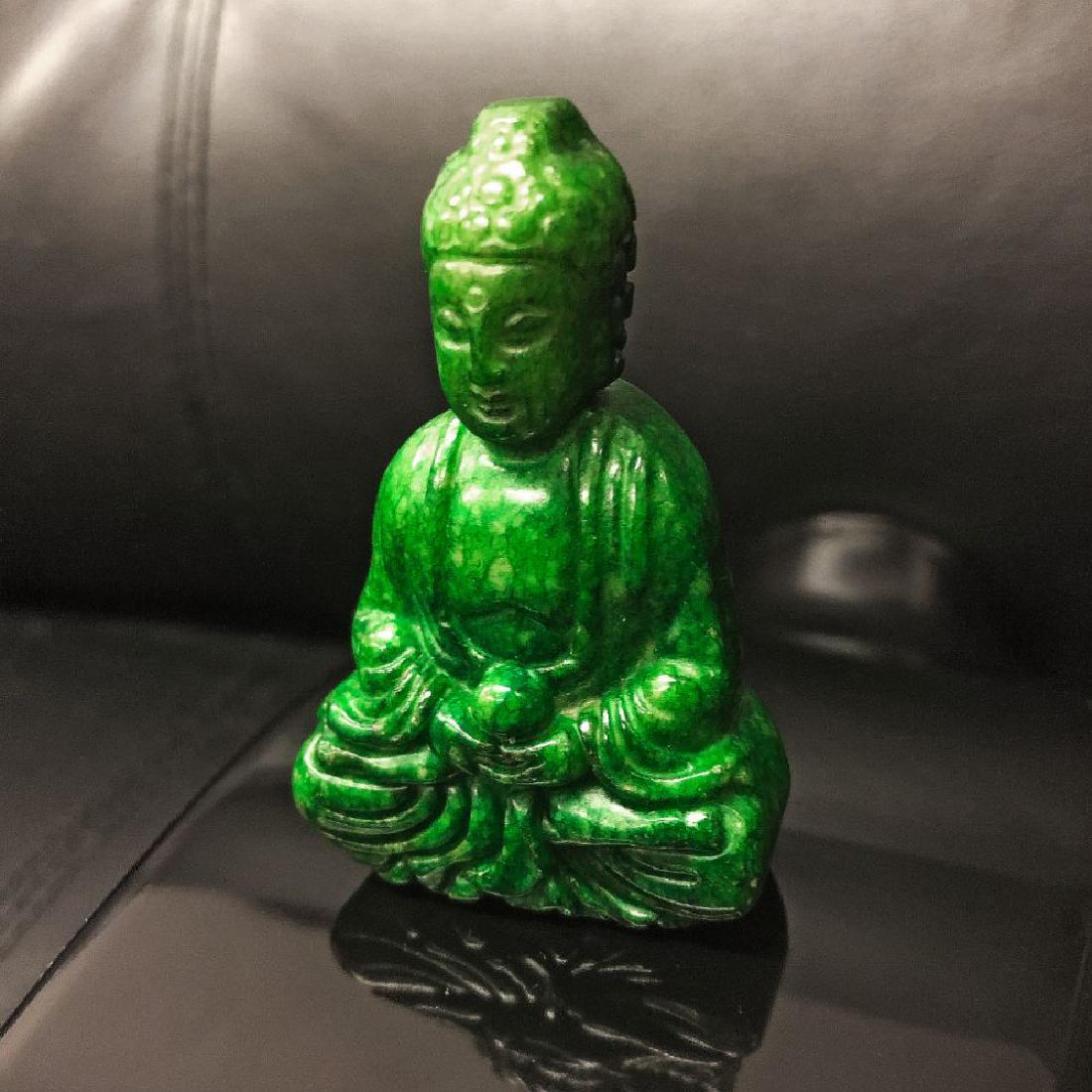 Chinese Green Jade Carved Resting Buddha Figure (1 of 4)