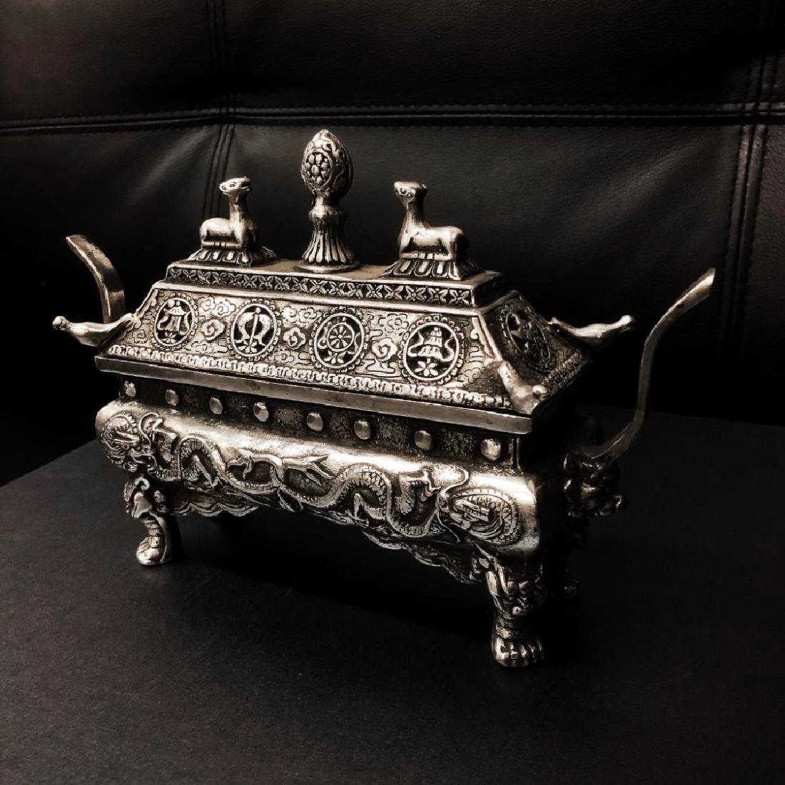 Asian Tibetan Silver Incense Burner (1 of 3)