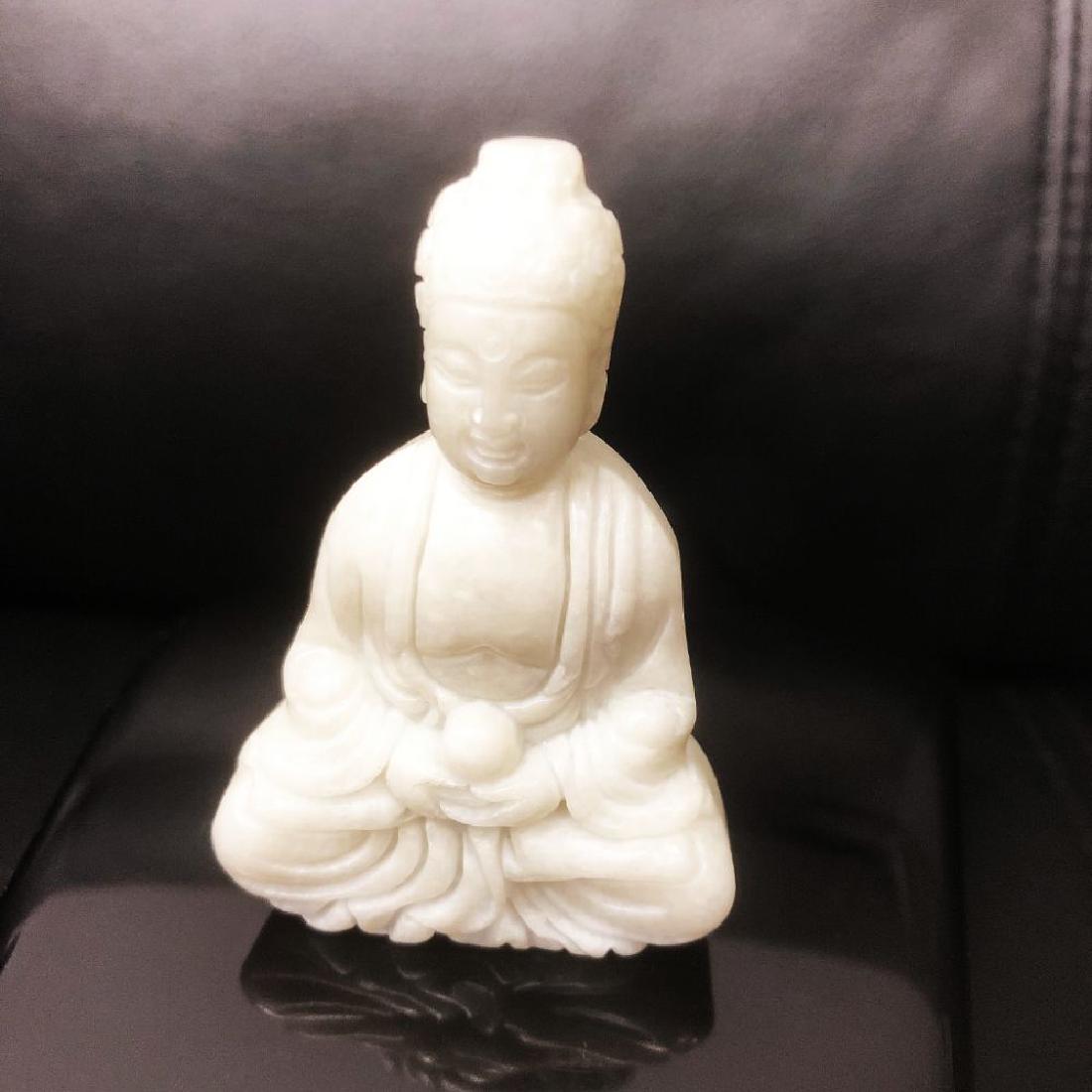 Asian White Jade Resting Buddha Figure (1 of 3)