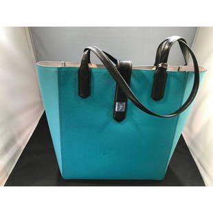 Michael Kors designer purse: Large, two tone blueÂ genuine leather Michael Kors designer purse with black strap and gold snap.