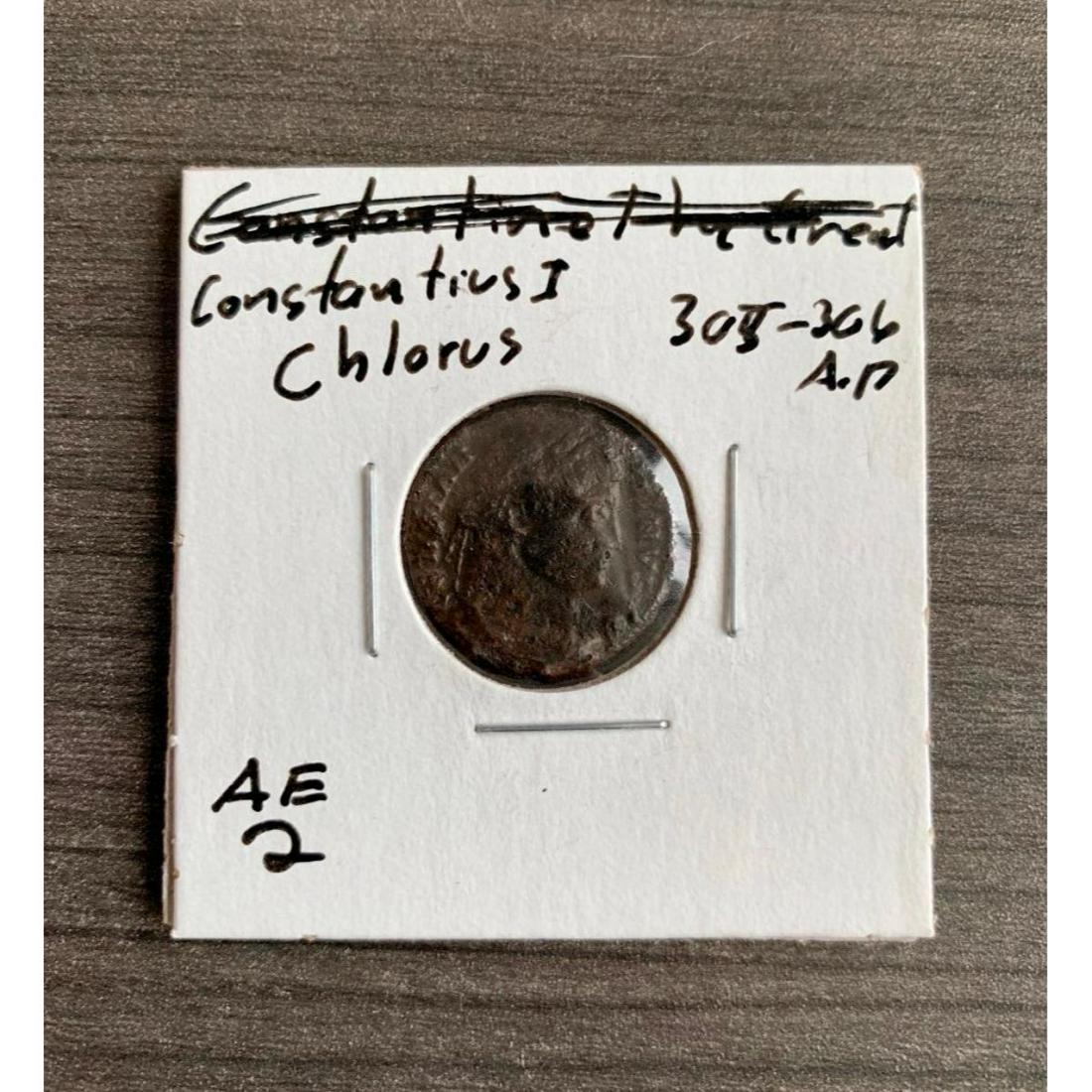 305-306 A.D Follis - Constantinus I PROVIDENTIAE AVGG;: Obverse Laureate head right Lettering:Â CONSTAN-TINVS AVG Reverse Camp gate, no door, with two turrets star above, Exergue: Gamma, crecent in crescent Lettering: PROVIDEN-TIAE AVGG * Î“SIS U Spec