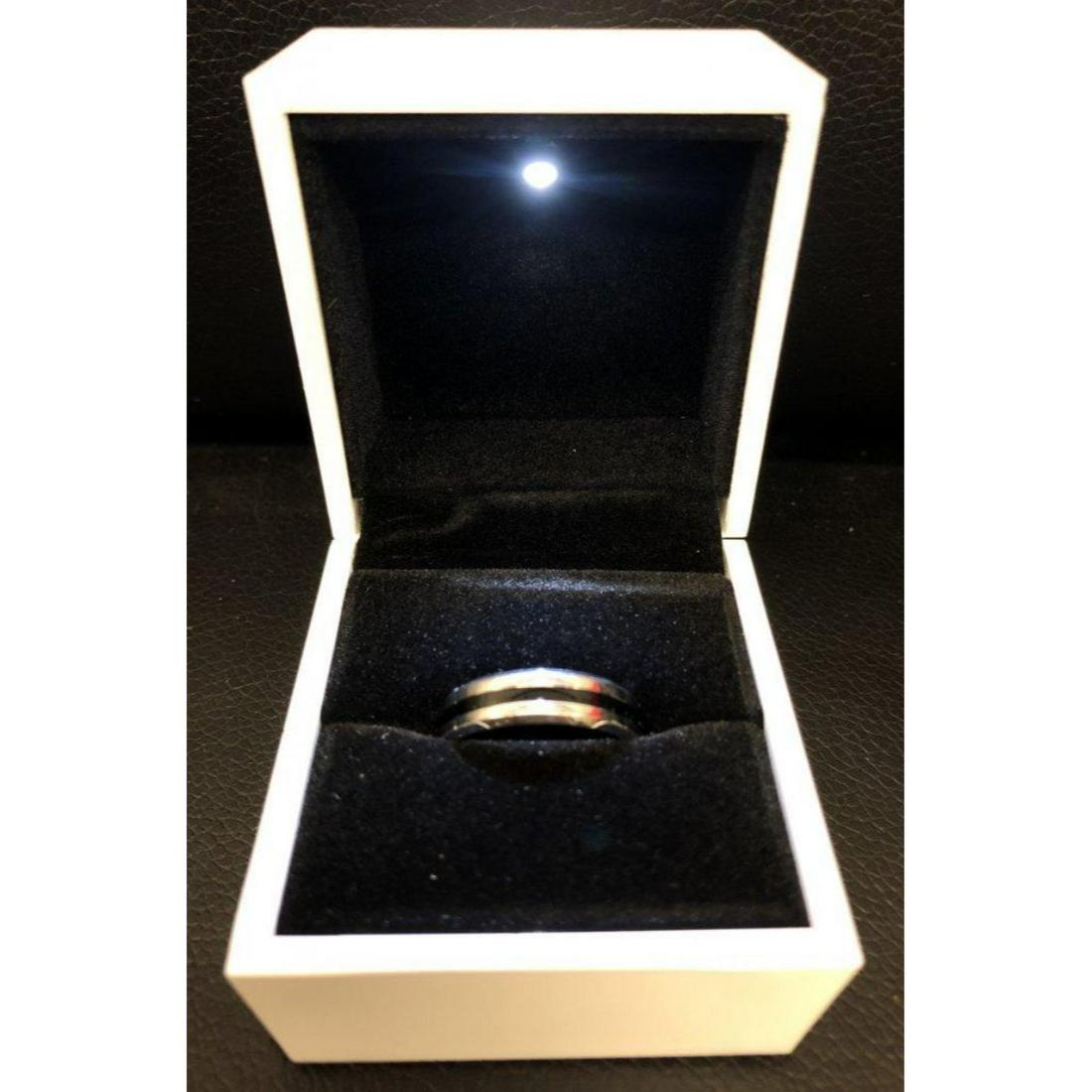 Mens Titanium Steel Silver Blue Engagement Ring: Titanium Steel Silver Brushed, Blue Engagement Ring. Brand New, Size 10. Comes in White Enameled LED Ring Box. See Photos for further inspection.