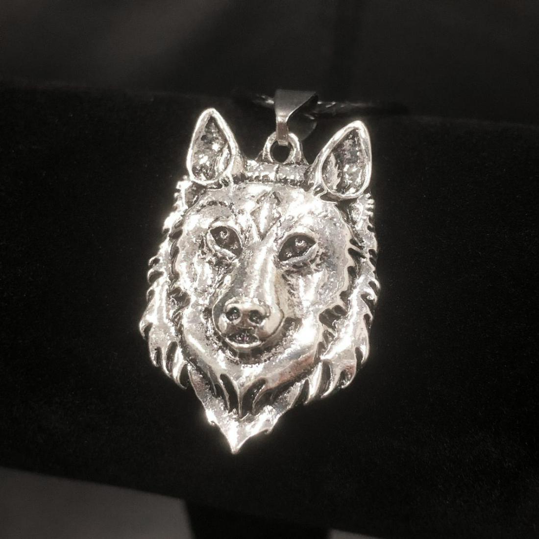 Beautiful Tibetan Silver Wolf Head Pendant Accompanied: Beautiful Tibetan Silver Wolf Head Pendant Accompanied With Necklace. View Photos For Further Details