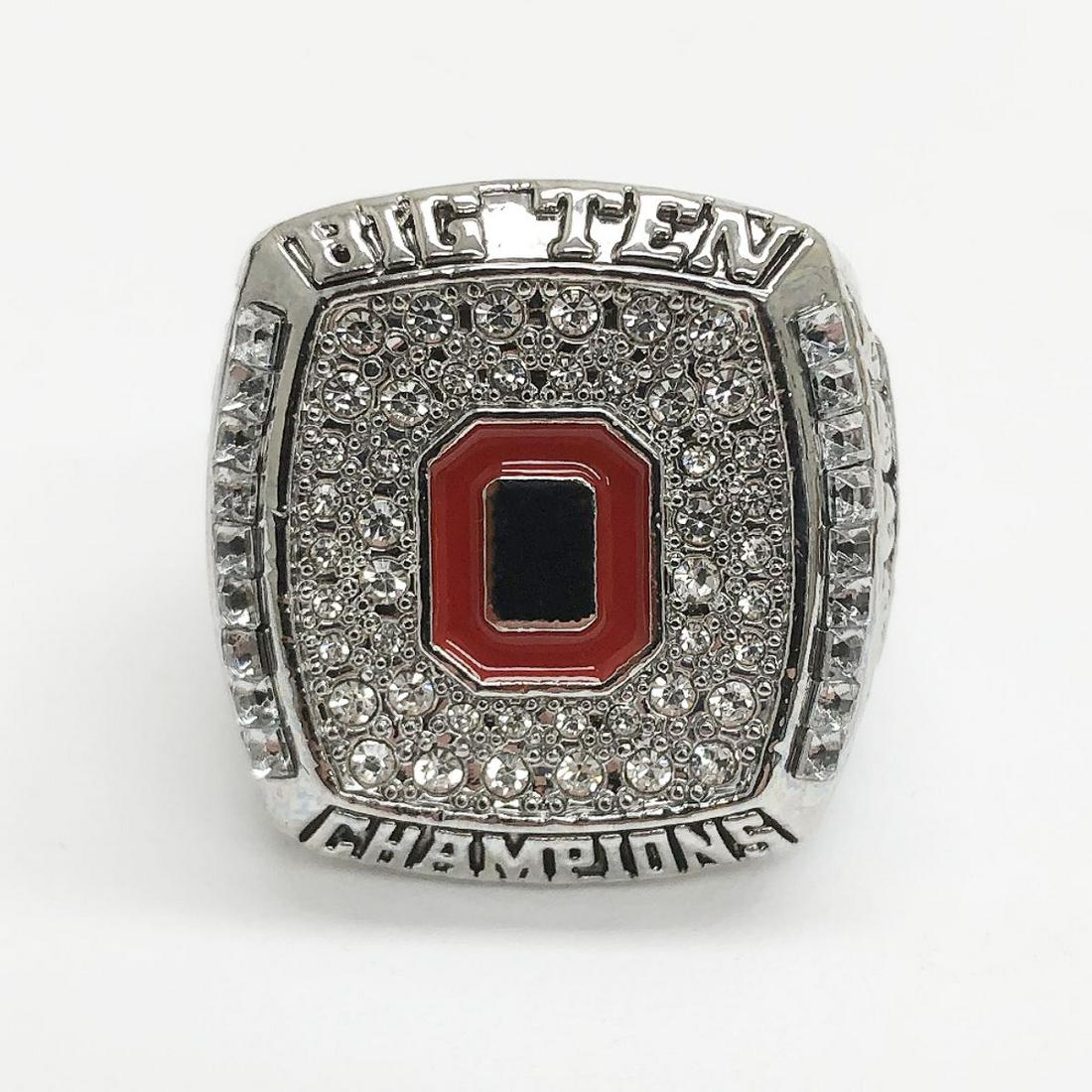 2009 Ohio State Buckeyes NCAA Football Big Ten: 2009 Ohio State Buckeyes NCAA Football Big Ten Championship Ring - Jim Tressel.Ã‚Â Well Crafted, Bejeweled With Semi Precious Stones With Red Enameled Ohio State Buckeyes Logo. View Photos For Fu