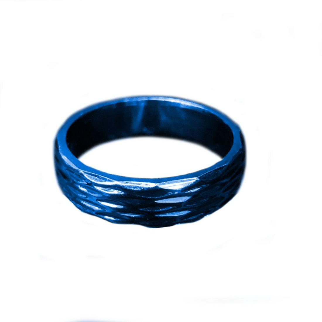 Blue Titanium Steel Rhombus Cut Band Men's Wedding Ring: A Blue Titanium Steel Rhombus Cut Band Men's Wedding Ring Size 11. A Brilliantly Designed Cut To The Ring.Ã‚Â