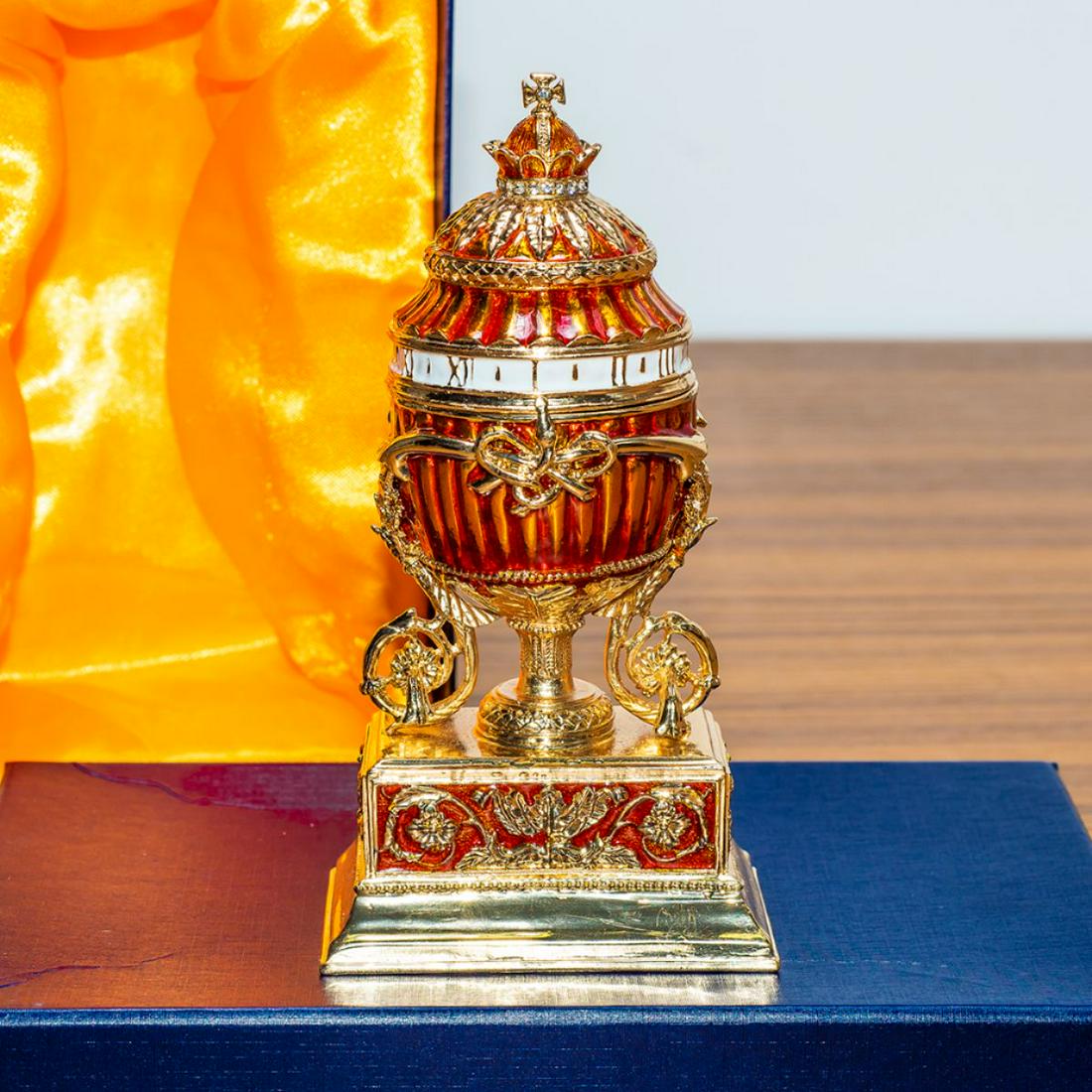 1899 Bouquet of Lilies Clock Royal Russian Egg: The Bouquet of Lilies Clock Egg (or the Madonna Lily Egg) is a jeweled Easter egg made under the supervision of Peter Carl Faberge in 1899 for Tsar Nicholas II as an Easter gift to his wife, the Alexa