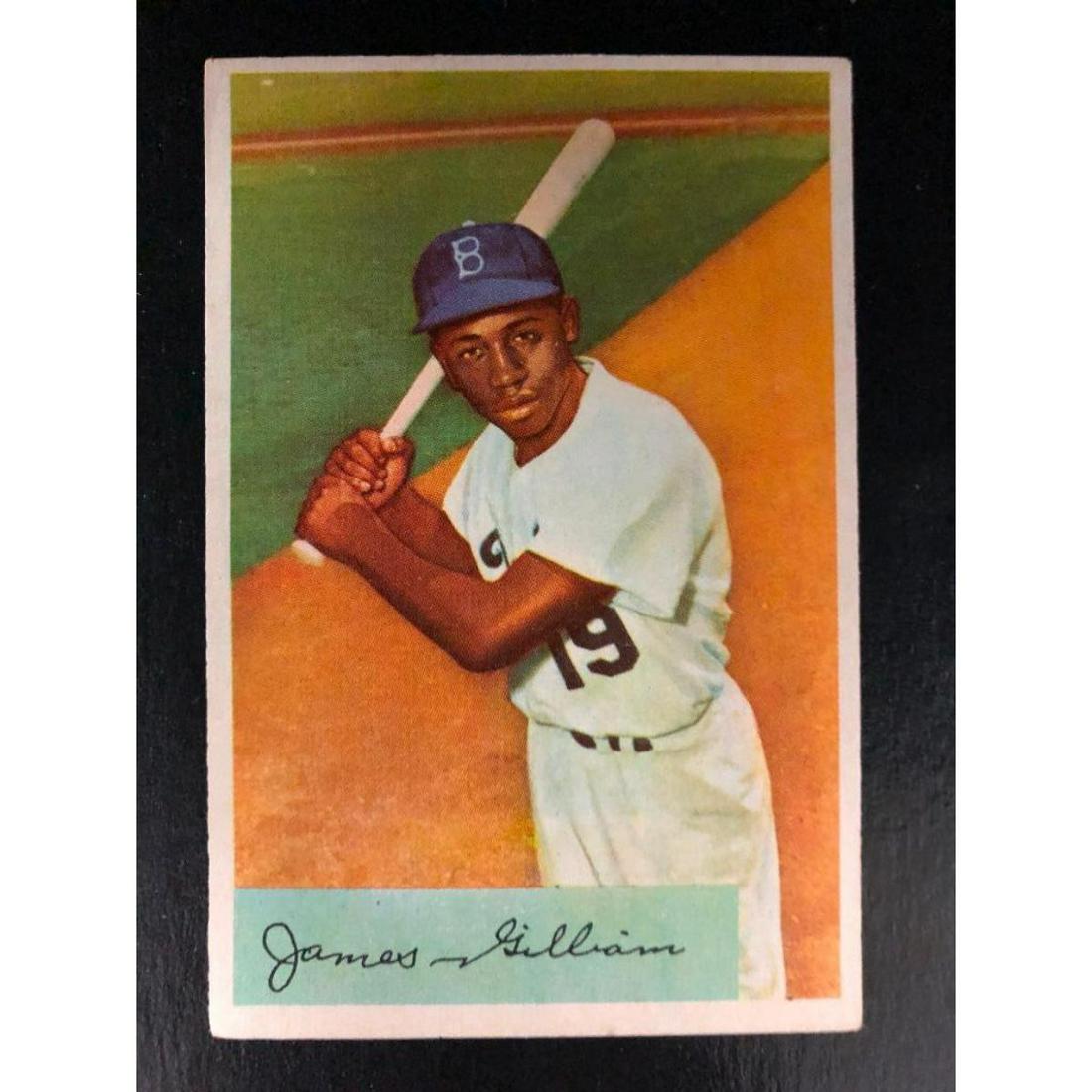 1954 Bowman Baseball # 74 Junior Gilliam Autographed: A 1954 Bowman Baseball # 74 Junior Gilliam Autographed Facsimile Card. Great Addition From The Early 1950's. View Photos For Further Details