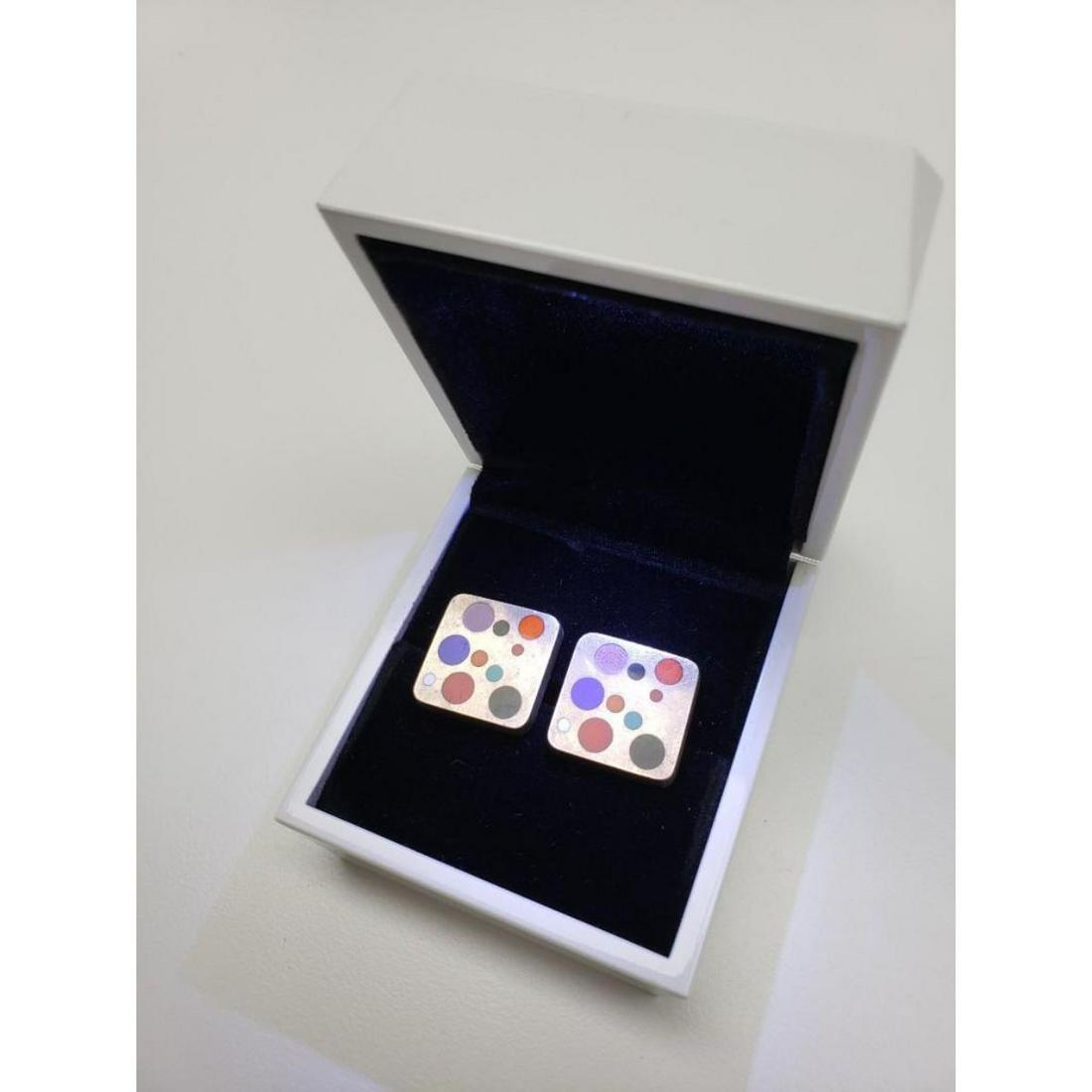 Georg Jensen Sterling Silver Cuff-links: Georg Jensen Sterling Silver Cuff-links Vintage Handmade Georg Jensen Sterling Silver Enamel No. 93A Cufflinks. Designed By Magnus Stephensen For Georg Jensen In The 1960s. They are marked "Georg Jens