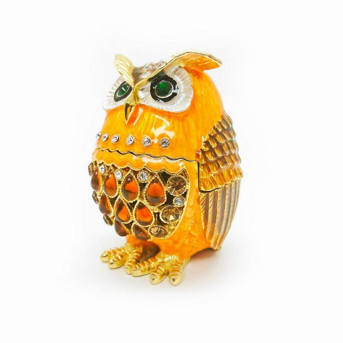 Faberge Owl Bejeweled Crystal Rhinestone Trinket Box: Beautifully Crafted Faberge Owl Bejeweled Crystal Rhinestone Trinket Box Egg. This adorable piece is inspired by the great collectors items and opens up to reveal a ring box, which is perfect for stor