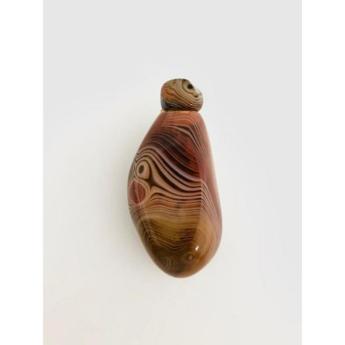 Hand-Carved Sardonyx Banded River Agate Snuff Bottle (1 of 3)