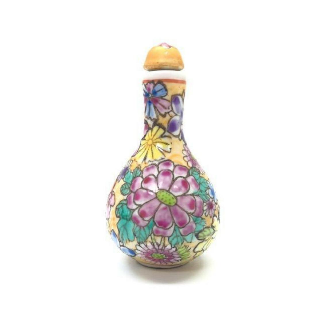 Hand-Painted Porcelain Lotus Flower Snuff Bottle With (1 of 4)