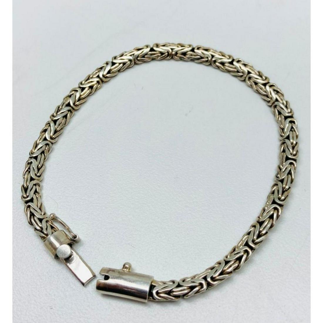 .925 Sterling Silver Byzantine Rope Chain Bracelet. (1 of 3)
