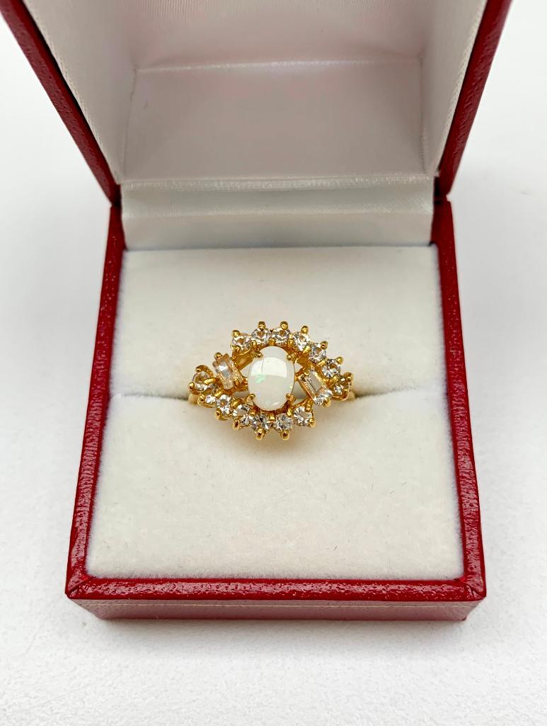 Ladies .18ct Oval Cut White Opal set in 18K Gold Plated (1 of 3)