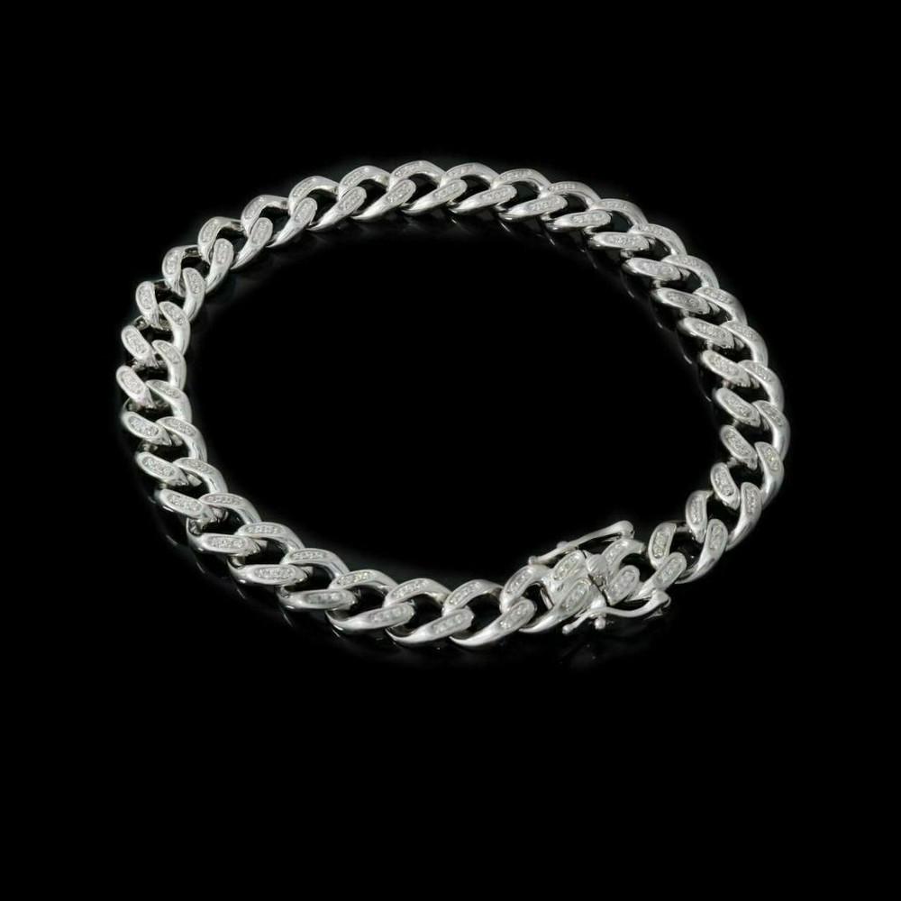 Men's & Ladies 8.5" 2.5ct Miami Cuban Link Bracelet: Men's & Ladies 8.5" 2.5ct Miami Cuban Link Bracelet With Solid 925 Sterling Silver 204 Micropave VVS Man Made Diamonds Electroplated With Rhodium For An Extra Shiny Finish Will Never T