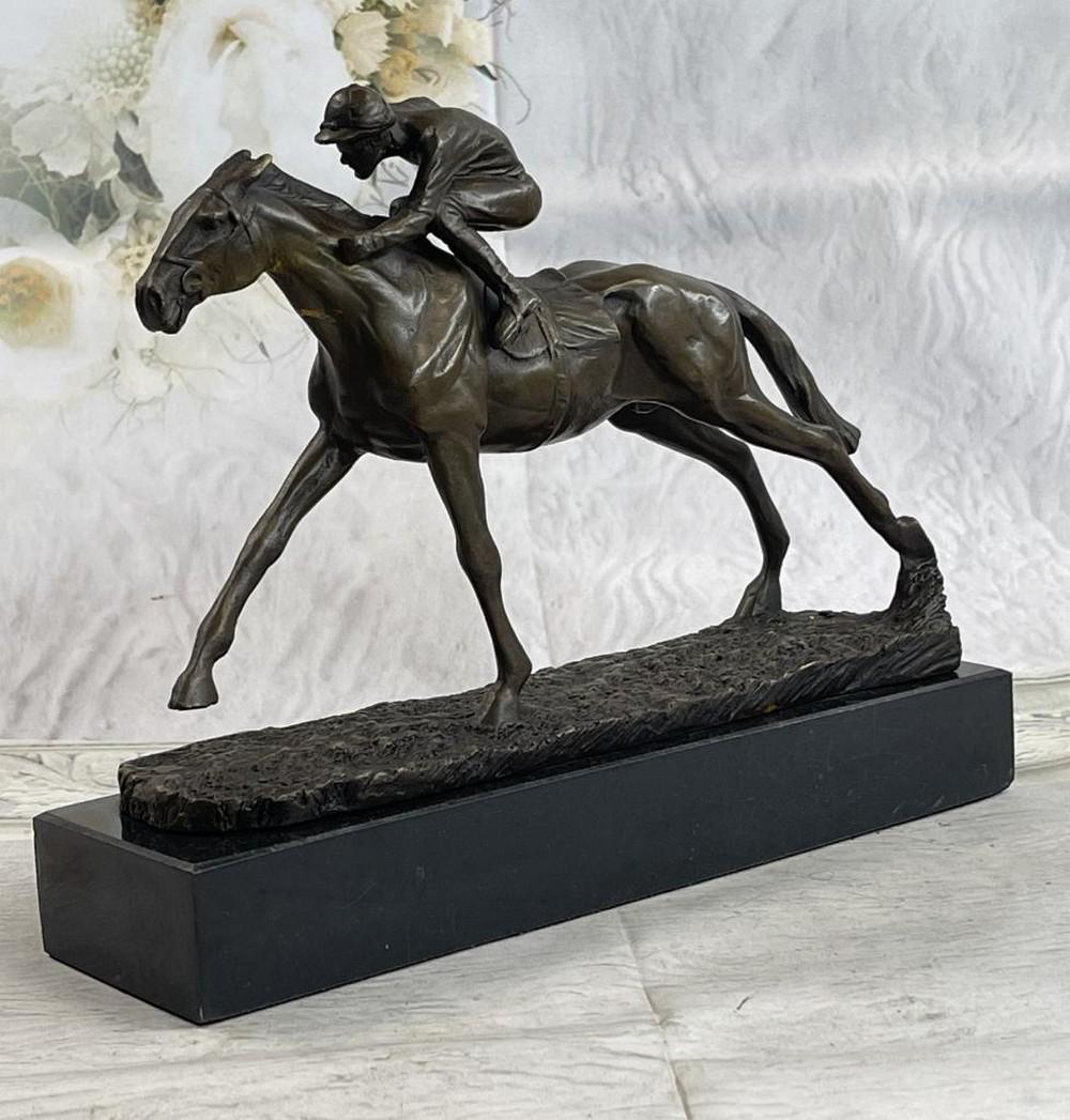 Original Jockey Riding Horse Bronze Statue Figure Hot (1 of 2)