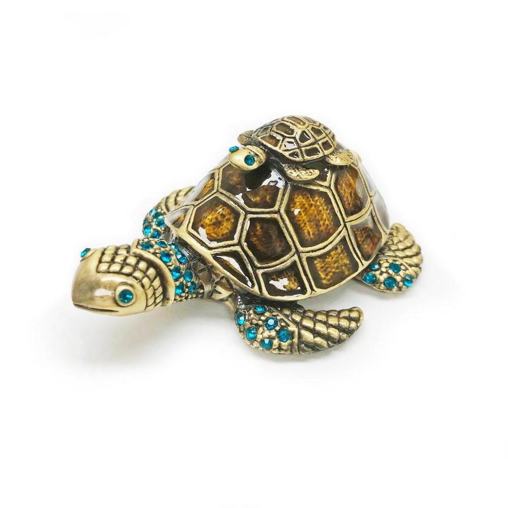 Enameled & Bejeweled Mother & Baby Sea Turtle Ring Box (1 of 3)